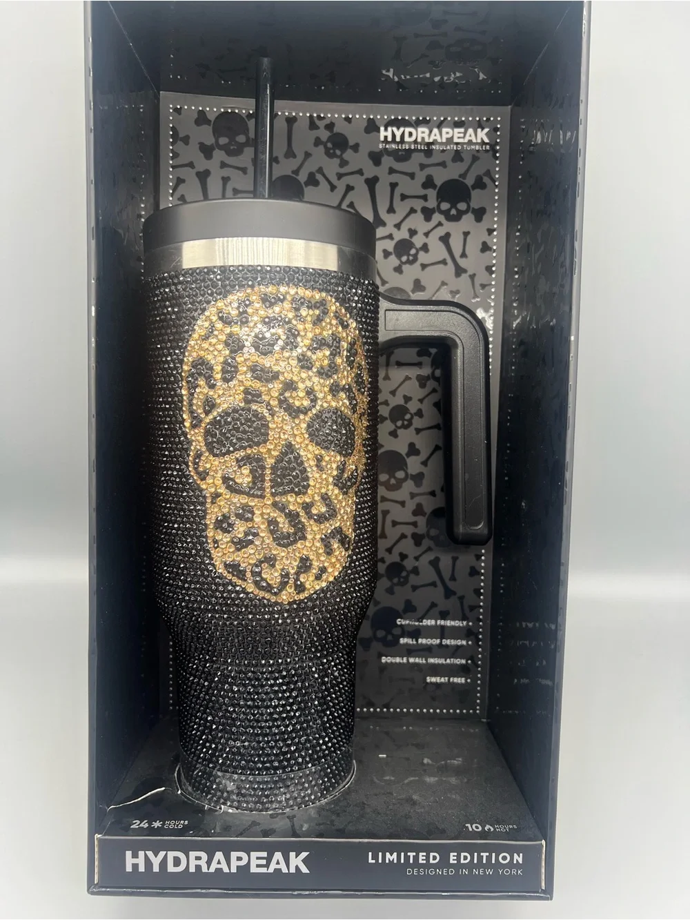 Hydrapeak limited edition rhinestone skull travel cup
